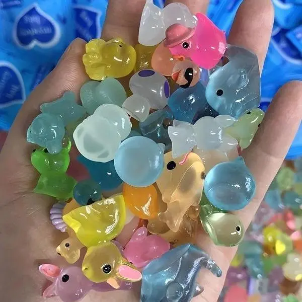 Luminous Glow-in-the-Dark Mini Resin Animal Ornaments - Cute Collectible Fairy Figurines, Lightweight Home Decor, Desk Accessory, Dollhouse DIY Craft, Birthday Gift, Home Decoration