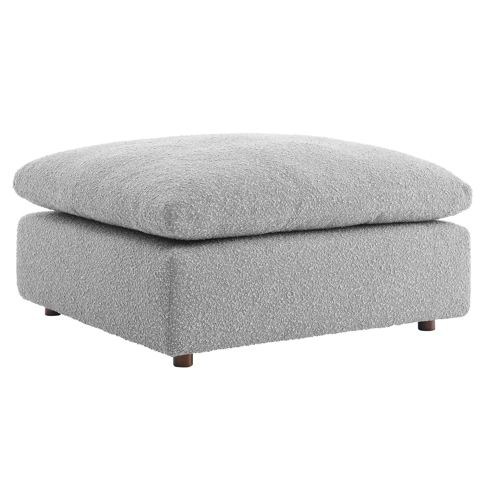 Commix Down Filled Overstuffed Boucle Fabric Ottoman Light Gray EEI-6258-LGR
