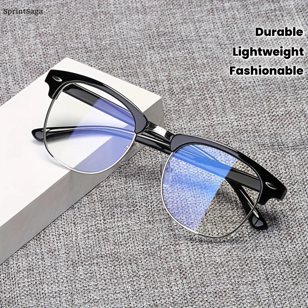 Blue Light Glasses for Women Men, Lightweight Black Metal Frame Computer Glasses, Anti Eye Strain Aesthetic Eyewear for Work, Gaming, Study, Screen Time, Everyday Wear