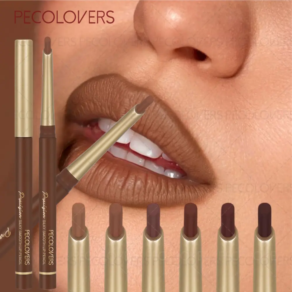 6pcs/set  Long-lasting Matte Brown Lip Liner Pencil, Waterproof & Moisturizing Lips, Halloween Christmas Use, Ideal for Women's Gifts