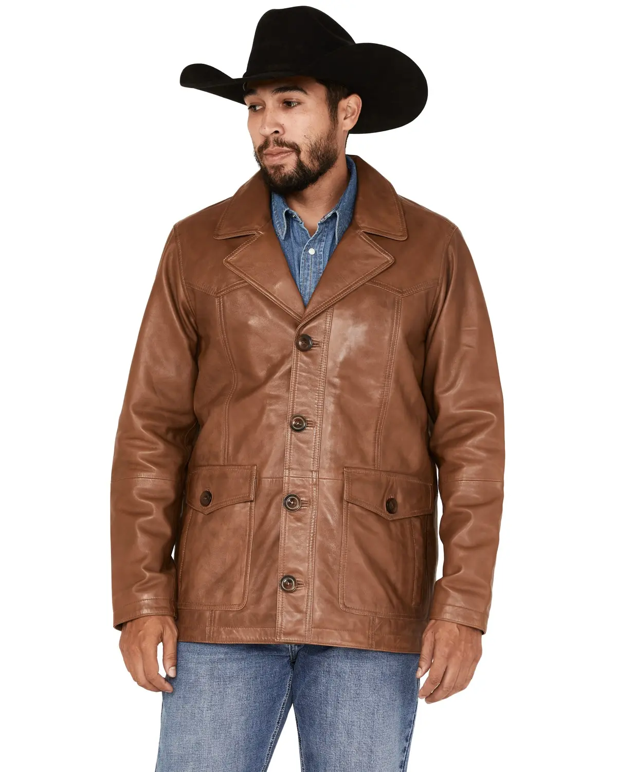 Cody James Men's Men'S Dale Leather Field Jacket - Cjfa22o32-Brn