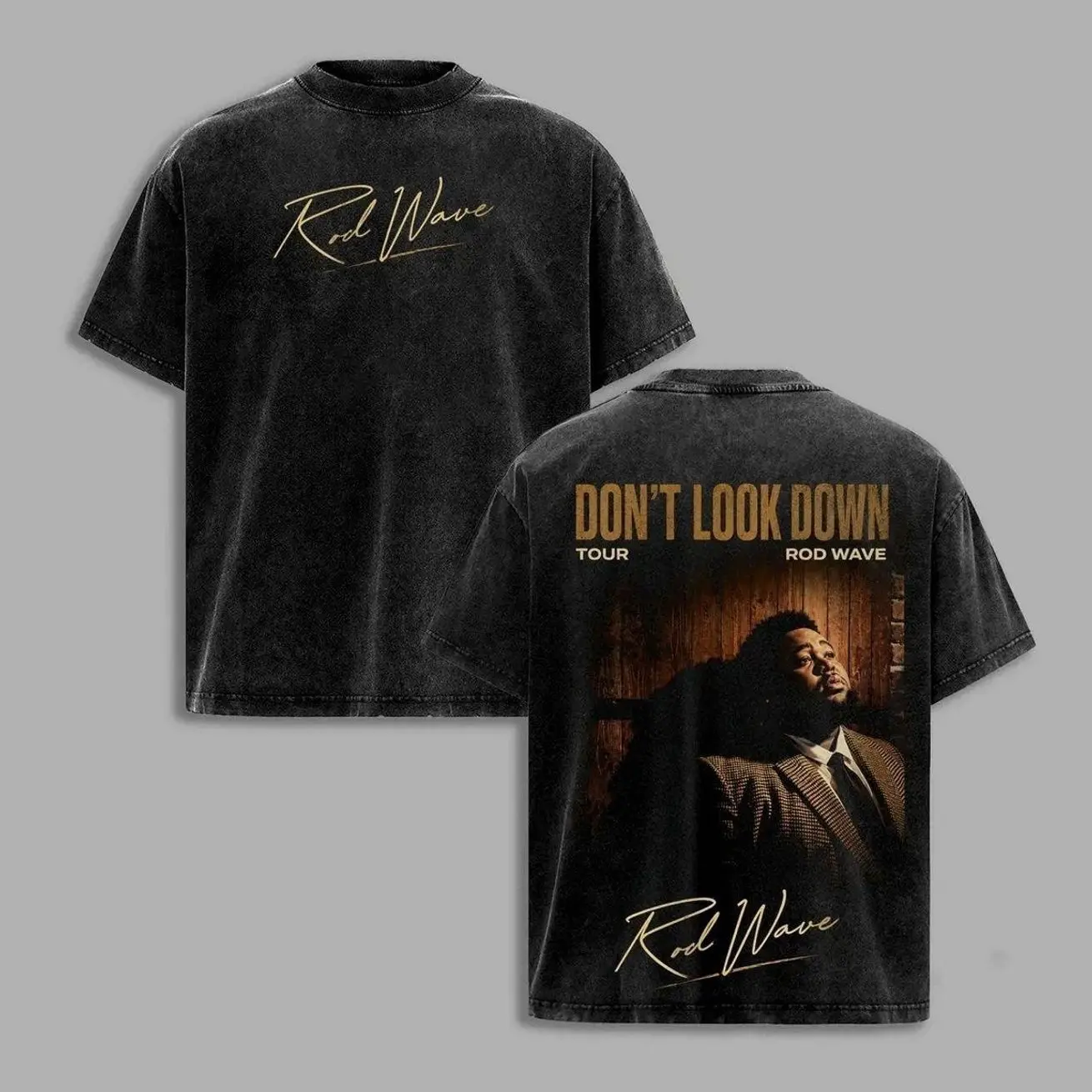 Rod Wave Don't Look Down Tour Vintage Wash T-Shirt, Hip Hop Rap Graphic Tee, Two Sided Concert Shirt, Oversized Music Fan Gift, RodWave, DontLookDown, RodWaveTour, HipHop, RapMusic, HipHopCulture, RetroTee 00H VAX