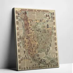 Native Tribes of North American central America and the Caribbean Maps Poster poster Decor Ornaments Cultural Heritage Decorative Canvas Wall Art