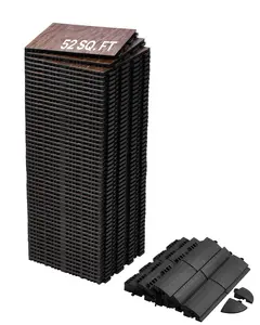 VEVOR Dance Floor Tiles, 12.4 x 12.4 in 52 Piece Interlocking Dance Flooring, Portable Dance Practice Floor with Cushioned Base  (Oak Wood Grain, 52 sq. ft/Box )