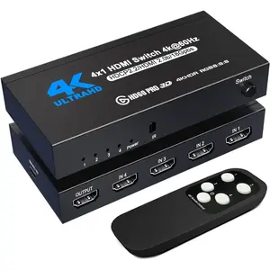 HDMI Splitter 4 in 1 Out, HDMI Switch with Remote LED Indicators, 4 Port Switcher Box Supports 4K@60Hz HDR10 HDCP 2.2 3D Dolby DST, for PS4 Xbox Fire Stick PC and More