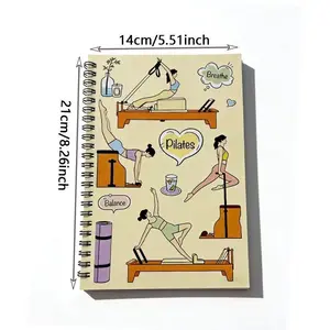 Pilates Theme Coil Notebook, Training Log Book, Ideal for Pilates Enthusiasts, Durable Coil Binding, Perfect for Tracking Workouts