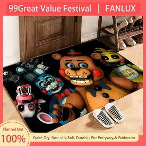 Horror Five Nights at Freddy's Floor Mat This soft flannel mat provides a cozy Soft flannel mat with quick water absorption, non-slip and durable. Easy to clean, ideal for bathroom and entryway use Soft Rug