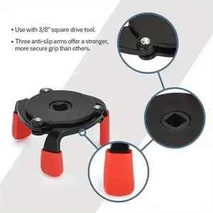 One-way three-claw ball-end socket set for oil filter wrench; one-piece design for oil change and core removal