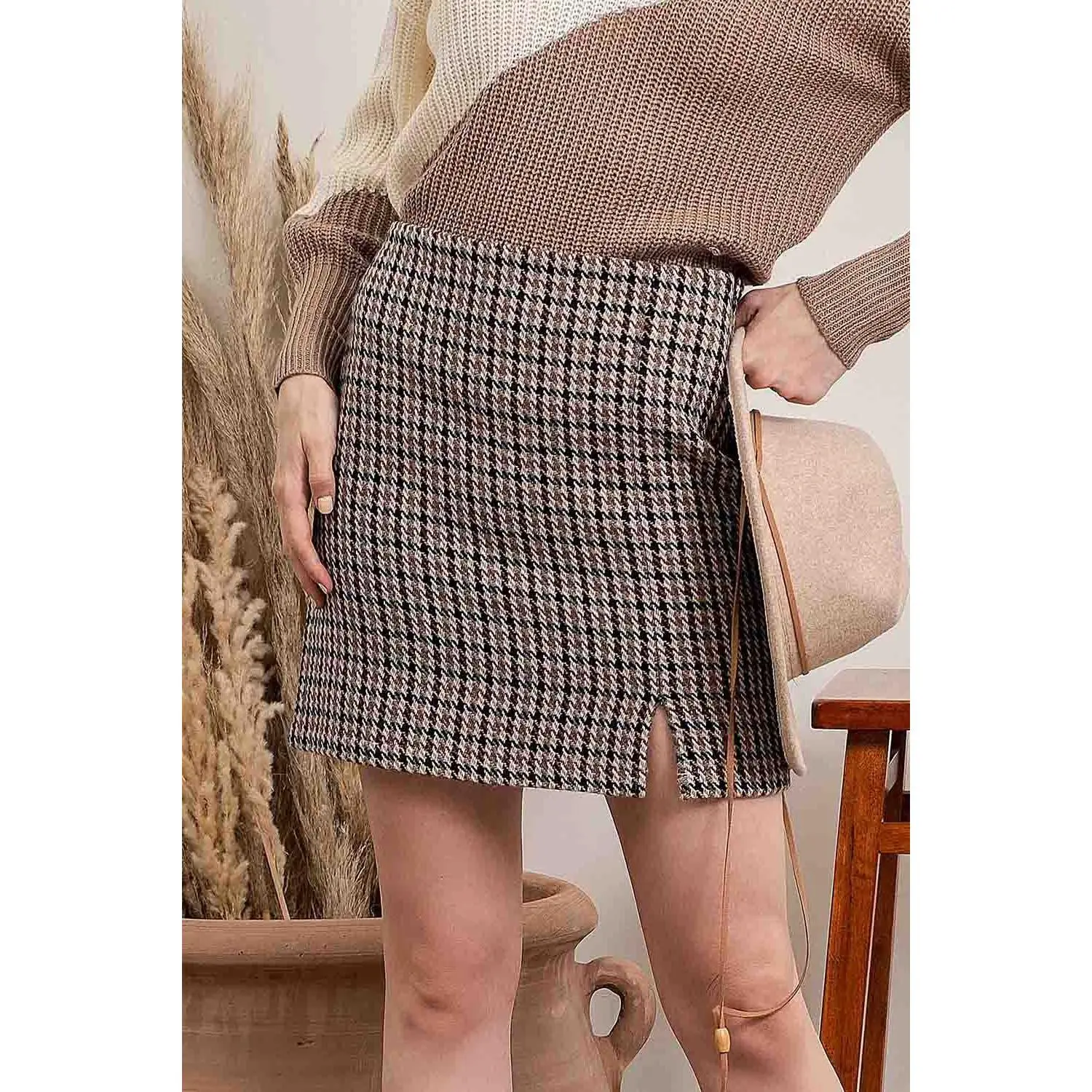 Vikki Houndstooth Skirt