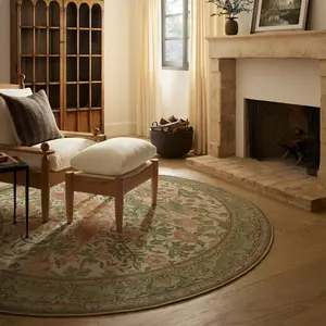 Bird & Floral Pattern Round Floor Mat, Non-slip Washable Foldable Floor Carpet, Decorative Area Rug for Home Living Room Bedroom, Boho Rugs