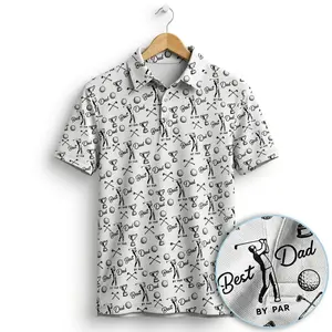 [SHIP FROM US] Best Dad By Par Golf Polo Shirt – Funny Father’s Day Gift for Dad, Golfer Dad Polo, Matching Family Shirt