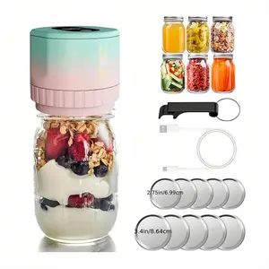 Electric Mason Jar Vacuum Sealer, 1 Count USB Rechargeable Automatic Stop Vacuum Sealer with 10 Lids, Food Storage & Fermentation Tool for Home Kitchen Sealable Container