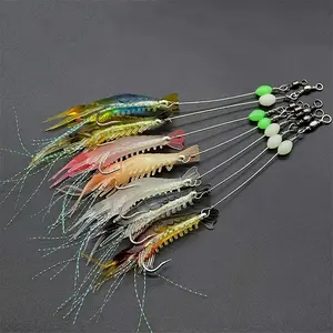 7pcs Luminous Shrimp Silicon Soft Topwater Fishing Lure - Catch More Fish with These Artificial Bait & Hook Combos