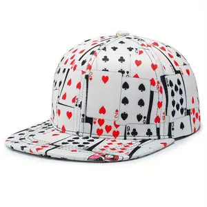 Unisex Poker Print Hip Hop Hat Outdoor Sport Adjustable Sunscreen Leisure Hat Spring Autumn Travel Tourism Beach Vacation