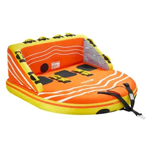 VEVOR Towable Tube for Boating,  1-3 Riders Inflatable Boat Tubes and Towables, 510lbs Water Sport Towable Tube for Boat to Pull - with Full Nylon Cover, 16 Grab Handles, Dual Tow Points & Safety Valve