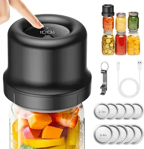Moriko Mason Jar Vacuum Sealer - Electric Mason Jar Vacuum Sealer Kit with Regular and Wide Mouth Mason Jar Lids, Canning Vacuum Sealer for Food Storage (Black)