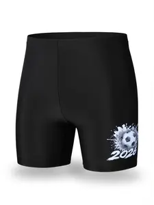 Men's Compression Swim Shorts Soccer Print Quick Dry Stretch Athletic Swim Trunks Tight Fit Swimming Shorts for Men Training Surfing Beach Sports Swimwear Lightweight Breathable Elastic Waist Gym Pool Swim Shorts Summer Beachwear