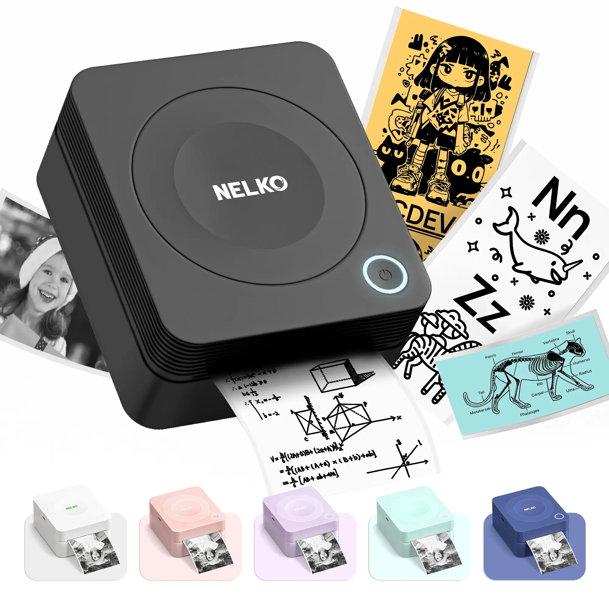 Mini Sticker Printer-2 Inch Bluetooth Thermal Pocket Printer, PM230 Inkless Portable Printer for Study Notes, Photos, Journals, Memos, Lists,Sticky La