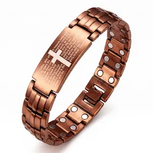 2X Copper Magnetic Bracelet for Men,Ultra Strength Cross Bracelet With Ring Include Adjustable Link, Jewelry Gift Wearable tiktok