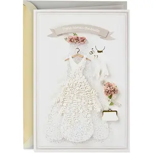 Signature Wedding Card, Elegant 3D Bridal Shower Card for Bride, Engagement Congrats Card, Here Comes the Bride Greeting, Premium Handmade Floral Design, Wedding Gift Card with Envelope, Unique Card for Bride to Be, greeting card, card accessories