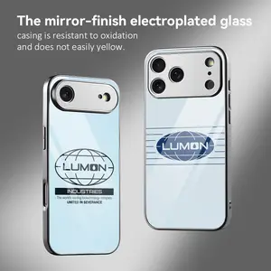 L-LuMon SeveRance Phone Case For iPhone 17 16 15 14 13 12 Pro Max Plus Electroplated Metal Bumper Case Slim Tempered Glass Back Advanced Materials Shockproof Anti-Scratch Luxury Case Fashion Durable Stylish