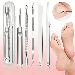 Pedicure Tool Kit 1pc/5pcs Stainless Steel, Foot Care Tools for Callus Removal and Cuticle Maintenance, Unscented with Travel Storage Case, For Men Women Seniors
