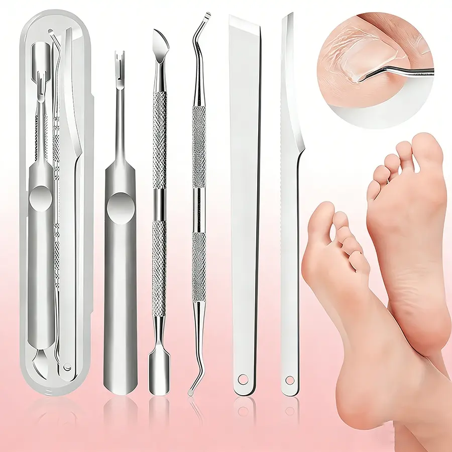 Pedicure Tool Kit 1pc/5pcs Stainless Steel, Beginner Manicure Kit, Foot Care Tools for Callus Removal and Cuticle Maintenance, Unscented with Travel Storage Case, For Men Women Seniors