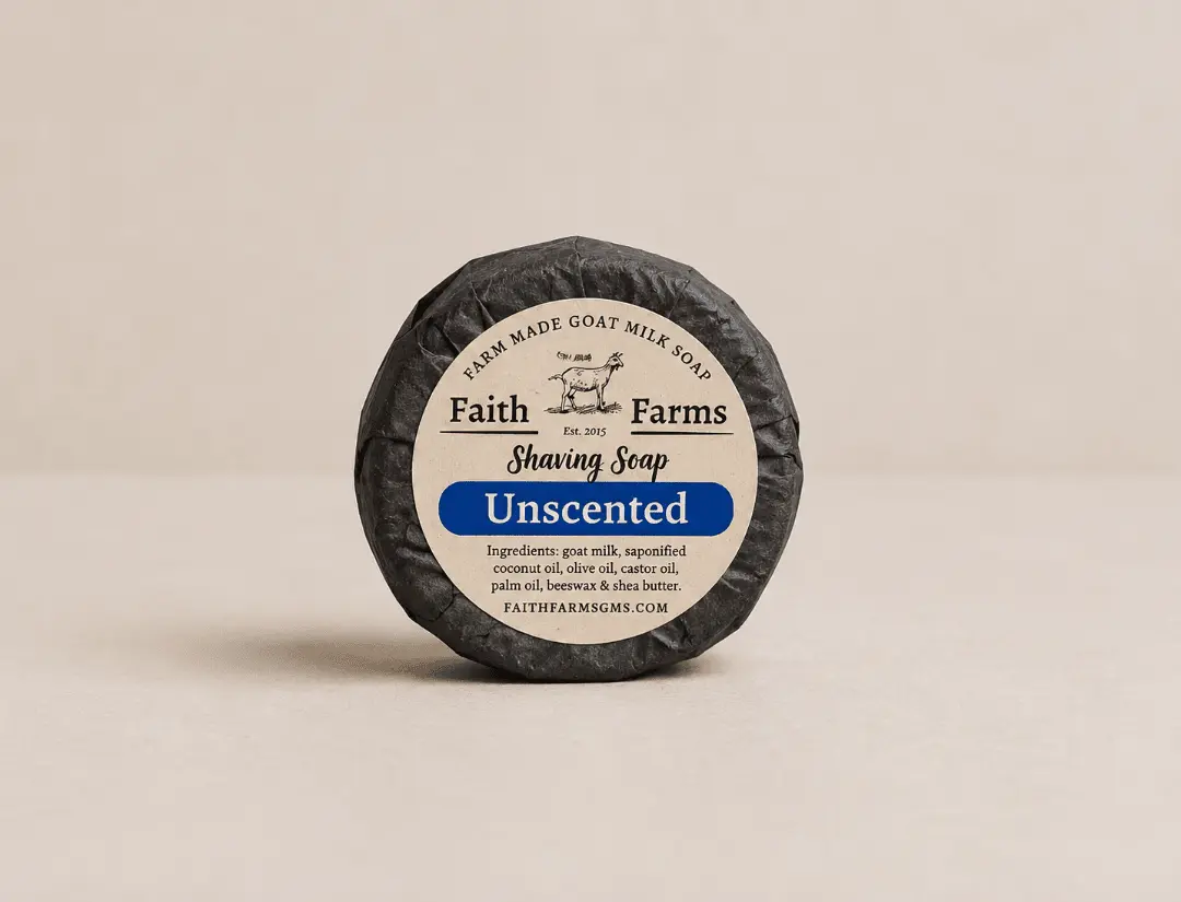 Unscented Goat Milk Shaving Soap with Bentonite Clay for Sensitive Skin, Smooth Glide for Wet Shaving with Razor and Shaver, Handmade, 3.4oz, Body Care
