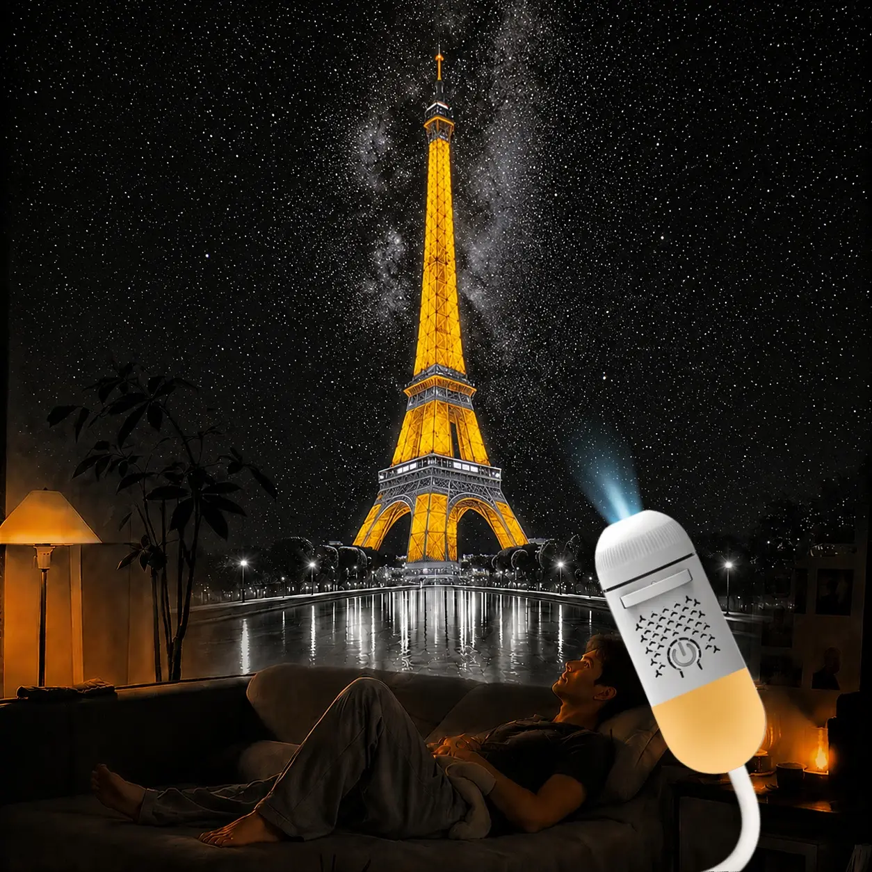 USB starry night light with night light, suitable for home settings, clear projection. USB Charging Lamp, USB‑C Rechargeable, LED, Outdoor Fun