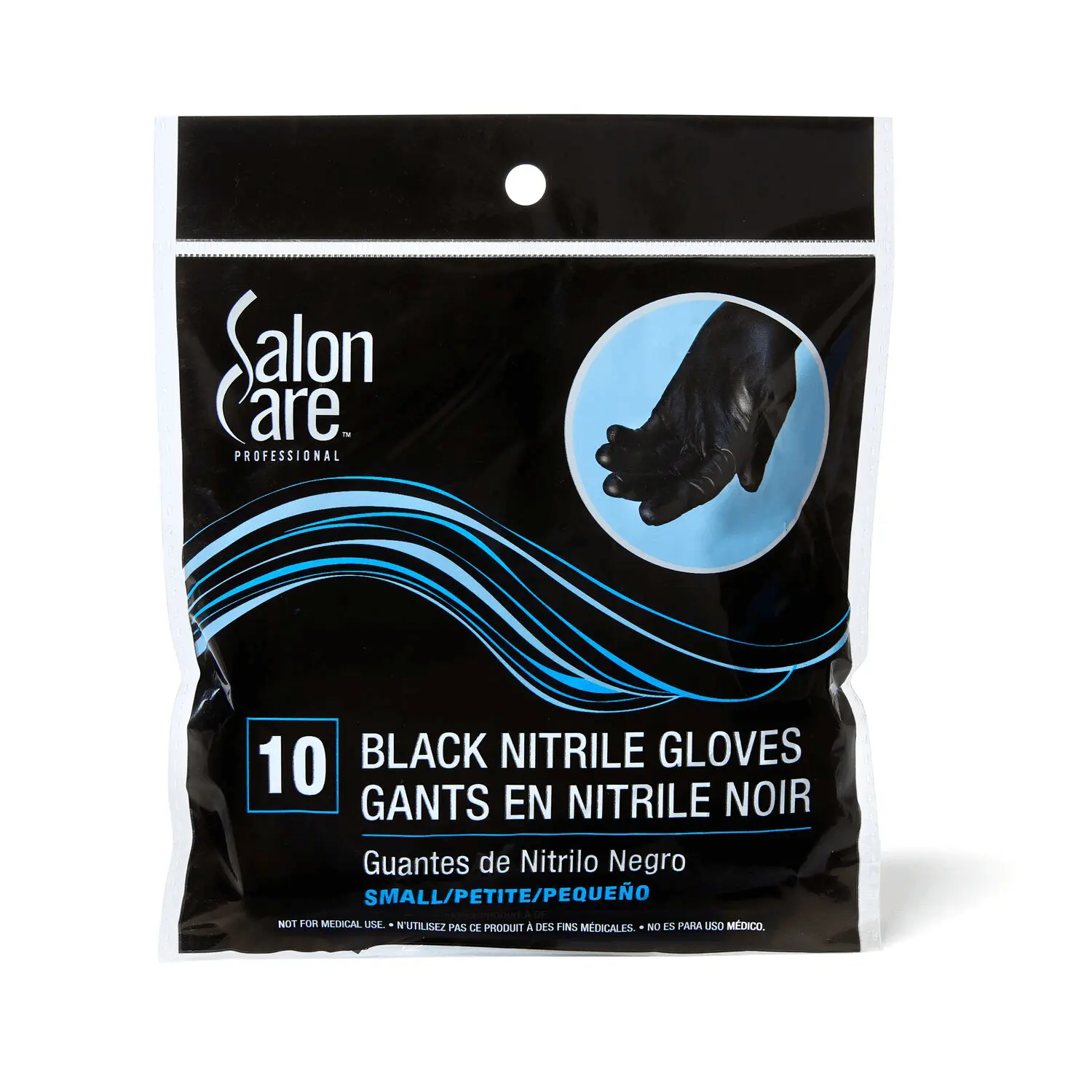 Salon Care Black Nitrile Grip Disposable Work Safety Gloves, Heavy-Duty Nitrile Material, 10ct Pack, Protective Gloves for Cleaning, Durable with Optimal Tactile Performance, Nitrile Grip Gloves