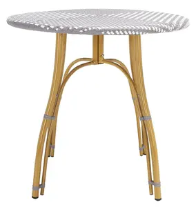 Grey and White PE Wicker & Aluminum Indoor-Outdoor Bistro Table