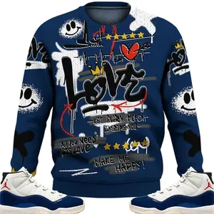 11 Retro Rare Air Ugly Sweater, 2026 Retro Rare Air 11s Shirt, Happy Love Beats Graffiti Couples Matching Outfits Streetwear Sneaker Shirt Fabric Menswear