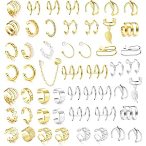 MILACOLATO Ear Cuff Helix Cartilage Clip on Earrings Ear Cartilage Clip on Wrap Earrings Ear Cuffs for Women Men Non Piercing Ear Piercing Fake Earrings Set(Gold/Silver)