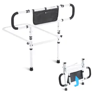 【Summervibes】VEVOR Bed Rails for Elderly Adults,  , 180° Foldable Bed Assist Rails for Seniors, 450LBS Loading Bed Side Rails Bed Cane with 4-Level Adjustable Handle, Storage Pocket Fits King Queen Full Twin Bed