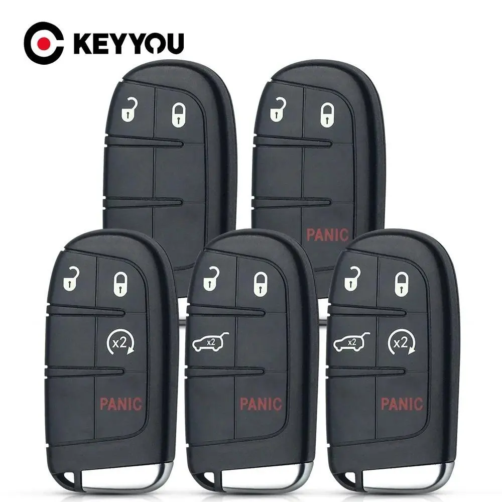 KEYYOU Remote Car Key Shell: 5 Button Design for Chrysler Aspen, Dodge RAM, Caravan, Jeep Cherokee - Plastic Material