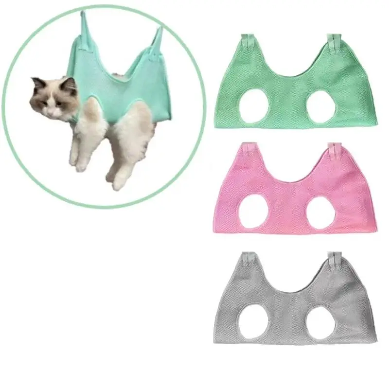 Nylon Pet Grooming Restraint Hammock with 2 Hooks - Anti-Scratch, Anti-Bite Restraint Hold, Bite-Resistant Fixed Bag for Cat Nail Trimming, Dog & Cat Claw Care Supplies Backed by Customer Satisfaction