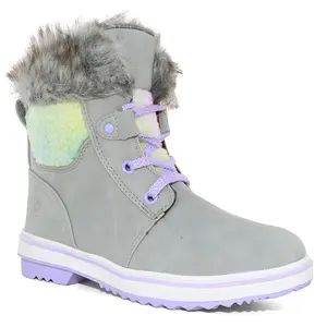 Girls Northside Brookelle Duckboot With Fur Collar Grey/Lilac