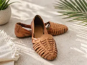 Handwoven Leather Huaraches, Mexican Artisan Sandals for Women, Soft Cushioned Slip On, Boho Sandals