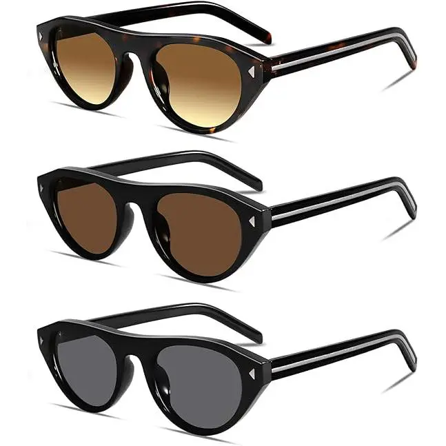 Vintage Oval Cat Eye Sunglasses Narrow Frame UV400 Protection for Women LJCZKA Retro Oval Cat Eye Sunglasses for Women 90s Trendy  main image 2
