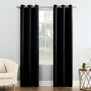 Mainstays Grommet Blackout Single Curtain Panel, Black, 40"W x 84"L