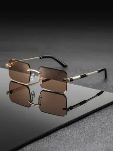 Men's Metal Square Frameless Vintage High-End American Style Trendy Casual Versatile Elegant Luxury Fashion Tinted Lens Glasses