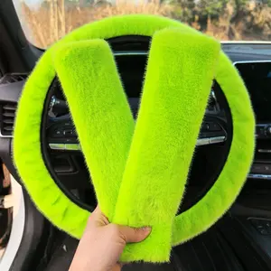 Creative Dopamine Color Car Steering Wheel Cover Set, Shoulder Protection Three-Piece Set, Macaron Color Car Steering Wheel Covers, Car Interior Accessory