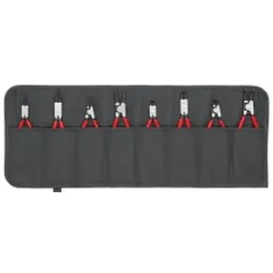 Knipex KNP001958V01 8-Piece Circlip Pliers Set - Polyester Fabric, 2.7 lbs, Adjustable Quick Release, External Circlips, Non-Slip Tips