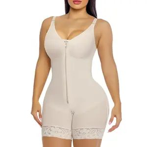 Women's Shapewear Bodysuit, Fajas Colombian Shapewear Jumpsuit Butt Lifting And Tummy Control Body Shaper Zipper Bodysuit Jumpsuit detachable shoulder strap