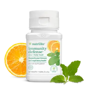 Nutrilite Immunity Defense Zinc + Holy Basil 60 Tablets Advanced Immune & Respiratory Support Formula with Orange Bioflavonoids for Daily Wellness - Healthcare, Fitness, Plant-Based Antioxidant Support - Vitamin, Edible
