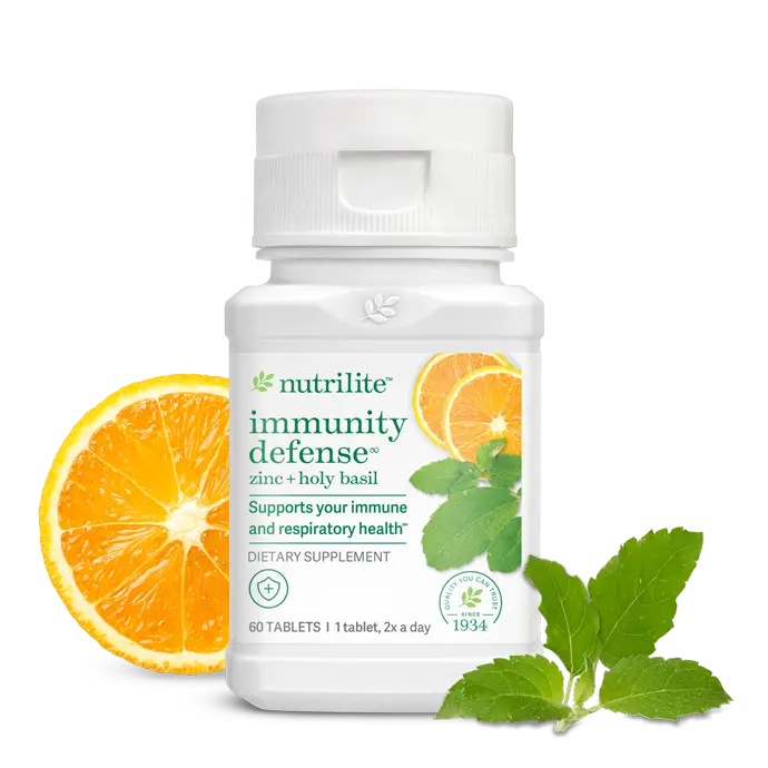 Amway Nutrilite Immunity Defense Zinc + Holy Basil 60 Tablets | Zinc with Holy Basil & Orange Bioflavonoids | Plant-Based Formula | Zinc Tablets | Holy Basil Extract | 60 Tablets | Nutrilite Zinc Formula Botanical Ingredients | Original Formula for Adults