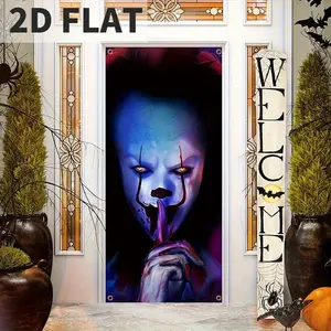 2D FLAT 1pc Banner Halloween Spooky Door Tapestries, Day of The Dead Banners and Porch Flag Decorations, Create A Hauntingly Festive Atmosphere