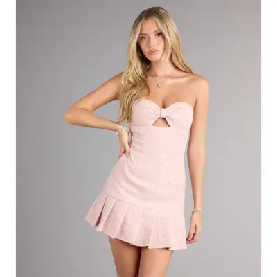Tiffy Pink Multi Sequin Embroidered Strapless Mini Dress - TikTok Shop Tiffy Pink Multi Sequin Embroidered Strapless Mini Dress - TikTok Shop