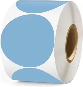 2 Inch Blue Circle Thermal Sticker Labels,1000pcs Self-Adhesive Round Direct Thermal Labels,Multi-Purpose Multifunctional Roll Thermal Stickers,for Barcodes,QR Code,DIY Logo Design,Name Tag