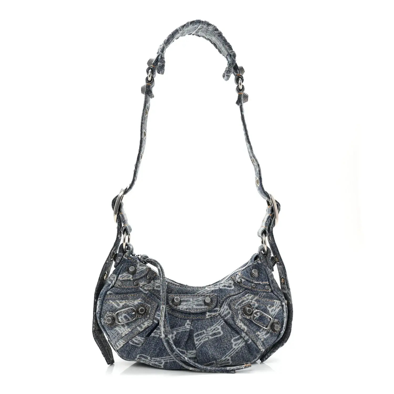 Pre-owned Balenciaga Denim Shoulder Bags BB Monogram Le Cagole Shoulder Bag XS Blue